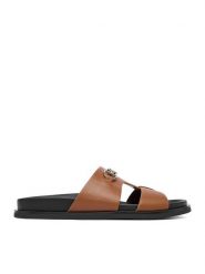 Nine West Klapki CEO-JDNW-05 Brązowy. Brązowe klapki damskie Nine West, bez wzorów, ze skóry, bez obcasa. Za 169.99 zł.