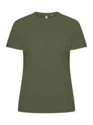 Clique Basic-T Women – Dopasowana koszulka z bawełny, olive green. Zielone t-shirty damskie CLIQUE, xl, bez wzorów, z bawełny, bez kołnierzyka. Za 99.77 zł.