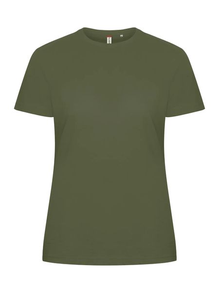 Clique Basic-T Women – Dopasowana koszulka z bawełny, olive green. Zielone t-shirty damskie CLIQUE, xl, bez wzorów, z bawełny, bez kołnierzyka. Za 99.77 zł.