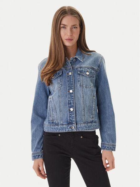 Guess Jeans Kurtka jeansowa W6GN14 D0971 Niebieski Regular Fit. Niebieskie kurtki damskie Guess Jeans, l, z aplikacjami, z bawełny, bez kaptura. Za 1,179.00 zł.