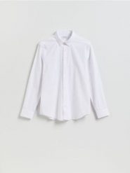 Elegancka koszula super slim - biały. Białe koszule męskie Reserved, l, bez wzorów, z bawełny, bez kołnierzyka, bez ramiączek. Za 129.99 zł.