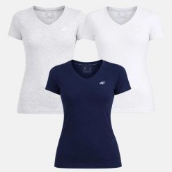 T-SHIRT DAMSKI 4F KOSZULKA SPORTOWA ZESTAW KOMPLET 3 SZTUKI XL F3307 SS26. Bluzki sportowe damskie 4f, uniwersalny, bez wzorów, z bawełny, bez ramiączek. Za 119.97 zł.