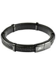 U.S. Polo Assn. Skórzana bransoletka w kolorze czarnym rozmiar: onesize. Czarne biżuteria dla mężczyzn U.S. Polo Assn., ze stali. Za 86.99 zł.