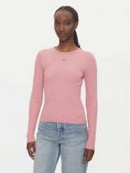 Tommy Jeans Bluzka Essential DW0DW17387 Różowy Slim Fit. Czerwone bluzki damskie Tommy Jeans, l, bez wzorów, z bawełny, bez ramiączek. Za 139.99 zł.