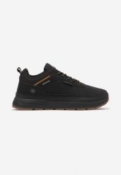 Czarne Buty Sportowe Sneakersy na Grubej Podeszwie Ozdobione Aplikacją Terevina. Czarne buty sportowe na co dzień męskie Born2be, z materiału, bez zapięcia. Za 169.99 zł.