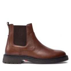 Sztyblety Tommy Hilfiger. Brązowe sztyblety męskie Tommy Hilfiger, bez zapięcia. Za 749.99 zł.