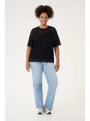 KAFFE curve Bluzka "Jaida" w kolorze czarnym rozmiar: S. Czarne bluzki damskie KAFFE curve, s, bez wzorów, z koronki, bez kołnierzyka, bez ramiączek. Za 82.99 zł.