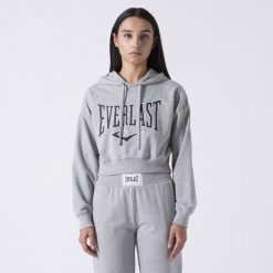 ICONIC BLUZA Z KAPTUREM KROTKA SIWY MELANZ BAWELNA, POLIESTER. Szare bluzy z kapturem damskie Everlast, l, z bawełny. Za 242.75 zł.