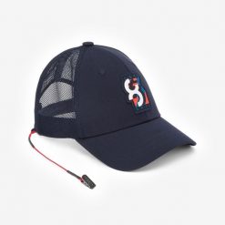 Czapka z daszkiem żeglarska Decathlon 500. Niebieskie czapki męskie Decathlon, bez wzorów, z elastanu. Za 49.99 zł.