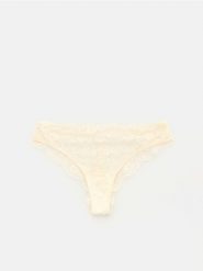 Majtki figi z koronki - złamana biel. Figi damskie Reserved, l, bez wzorów, z koronki. Za 39.99 zł.