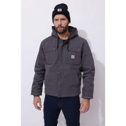 Kurtka turystyczna męska Carhartt Washed Duck Sherpa Utility ocieplana. Szare kurtki męskie Carhartt, m, bez wzorów, sportowe, bez kaptura. Za 822.00 zł.