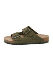 Billowy Skórzane klapki w kolorze khaki rozmiar: 36. Brązowe klapki damskie Billowy, bez wzorów, bez obcasa. Za 152.99 zł.