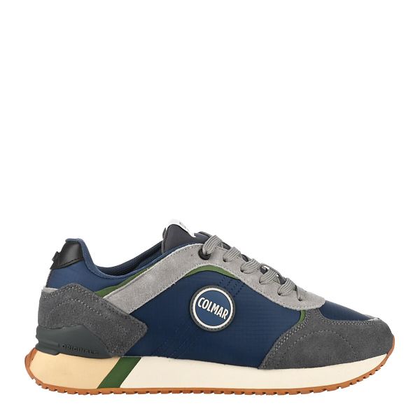 Buty Sneakersy męskie COLMAR Travis Plus Shades zamsz, skóra. Niebieskie buty sportowe na co dzień męskie Colmar, z gumy, bez zapięcia, trekkingowe. Za 239.99 zł.