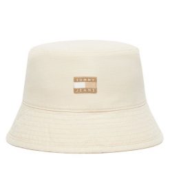 Kapelusz Tommy Jeans. Brązowe kapelusze damskie Tommy Jeans, bez wzorów, z jeansu. Za 159.99 zł.