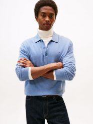 Tommy Hilfiger Sweter z zawartością kaszmiru Mężczyźni Bawełna niebieski, M. Niebieskie swetry męskie Tommy Hilfiger, na jesień, m, bez wzorów, z bawełny, bez kołnierzyka. Za 569.95 zł.