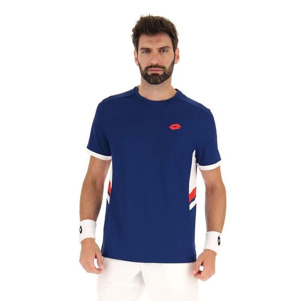 Koszulka tenisowa męska Lotto Squadra III Tee. Niebieskie t-shirty sportowe męskie Lotto, m, z materiału, bez ramiączek, na fitness i siłownię. Za 145.00 zł.