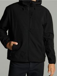 Kurtka softshell z kapturem - czarny. Czarne kurtki męskie Sinsay, l, bez wzorów, z softshellu, z kapturem. Za 99.99 zł.