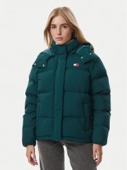 Tommy Jeans Kurtka puchowa Alaska DW0DW18610 Zielony ciemny Regular Fit. Zielone kurtki damskie Tommy Jeans, xs, bez wzorów, z jeansu, bez kaptura. Za 1,199.00 zł.