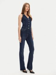 Guess Kombinezon W5YD57 D0782 Granatowy Regular Fit. Niebieskie kombinezony damskie Guess, z aplikacjami, z syntetyku, bez kołnierzyka, bez ramiączek. Za 659.99 zł.