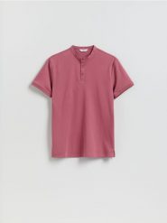 Koszulka polo slim - brudny róż. Czerwone koszulki polo męskie Reserved, l, bez wzorów, z bawełny, bez ramiączek. Za 89.99 zł.