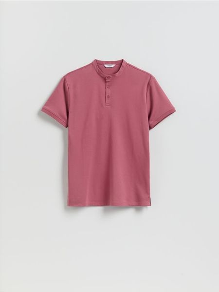 Koszulka polo slim - brudny róż. Czerwone koszulki polo męskie Reserved, l, bez wzorów, z bawełny, bez ramiączek. Za 89.99 zł.