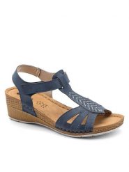 Inblu Sandały EP053F01 Granatowy. Niebieskie sandały damskie Inblu, bez wzorów, z syntetyku, bez obcasa, na koturnie. Za 149.99 zł.