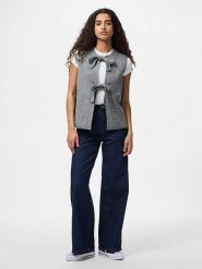 Pieces Kamizelka "Pcsilly" w kolorze szarym rozmiar: XL. Szare kamizelki damskie Pieces, xl, ze splotem. Za 65.38 zł.