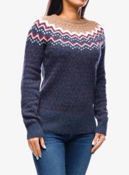 Sweter damski Fjallraven Ovik Knit Sweater. Niebieskie swetry klasyczne damskie Fjällräven, na zimę, m, z dzianiny, bez kołnierzyka. Za 901.70 zł.