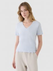 4F T-shirt oversize z modalem damski - niebieski XS. Niebieskie t-shirty damskie 4f, xs, bez wzorów, z bawełny, bez kołnierzyka. W wyprzedaży za 39.99 zł.