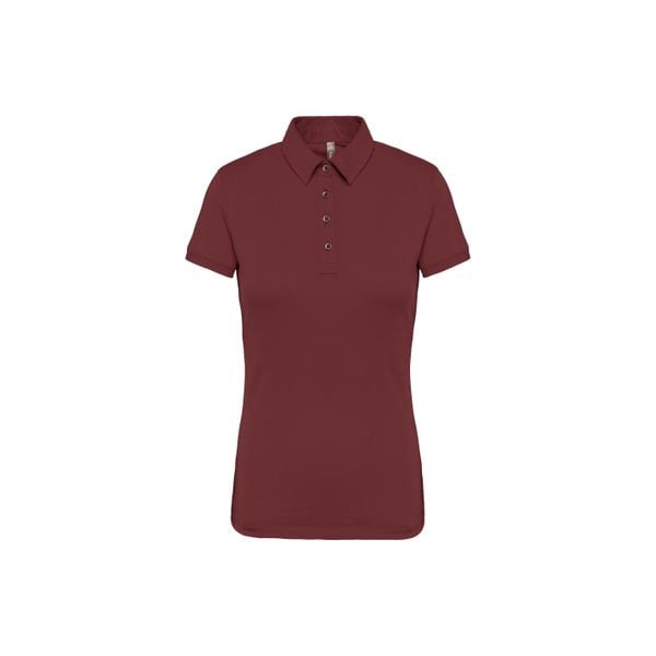 Damska koszulka polo z dżerseju Kariban. Brązowe bluzki damskie KARIBAN, bez wzorów, z dżerseju, eleganckie, bez kołnierzyka, bez ramiączek. Za 118.00 zł.