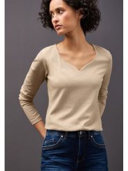 Street One Koszulka w kolorze beżowym rozmiar: 44. Brązowe bluzki damskie Street One, bez wzorów, bez kołnierzyka. Za 95.69 zł.