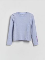 Koszulka z efektem sprania - jasnoniebieski. Niebieskie koszulki dziewczęce Reserved, bez wzorów, z bawełny, bez ramiączek. Za 39.99 zł.