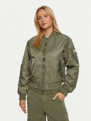 Guess Jeans Kurtka bomber W4YL01 WG932 Khaki Regular Fit. Brązowe kurtki damskie Guess Jeans, xl, z aplikacjami, z jeansu, bez kaptura. Za 449.99 zł.