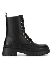 DeeZee Botki HY90107-2A Czarny. Czarne botki damskie DeeZee, z materiału, bez obcasa, na płaskiej podeszwie, bez zapięcia. Za 179.99 zł.