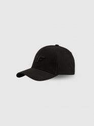 4F Czapka z daszkiem strapback damska - czarna S/M (58cm). Czarne czapki z daszkiem damskie 4f, bez wzorów, z bawełny. Za 59.99 zł.