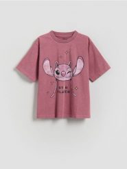 T-shirt z efektem sprania Lilo i Stitch - jasnofioletowy. Fioletowe koszulki dziewczęce Reserved, bez wzorów, z bawełny, bez ramiączek. Za 45.99 zł.