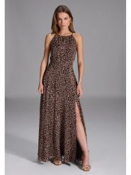 SWING Sukienka w kolorze jasnobrązowo-czarnym rozmiar: 36. Brązowe sukienki damskie Swing, bez wzorów, bez kołnierzyka, bez ramiączek, maxi. Za 249.76 zł.