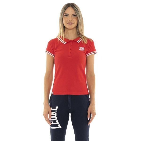 Koszulka polo na czas wolny na co dzień. Czerwone bluzki sportowe damskie LEONE 1947 APPAREL, z bawełny, bez kołnierzyka, bez ramiączek. W wyprzedaży za 98.51 zł.