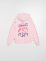 Bluza z kapturem z nadrukiem na plecach - różowy. Czerwone bluzy z nadrukiem damskie Sinsay, l. Za 59.99 zł.
