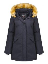 Geographical Norway Parka "Dinasty" w kolorze granatowym rozmiar: XXL. Niebieskie parki damskie Geographical Norway, xxl, z aplikacjami. Za 254.14 zł.
