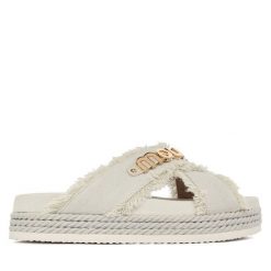 Klapki Mou. Białe klapki damskie Mou, bez wzorów, bez obcasa. Za 859.99 zł.