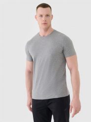 4F Koszulka treningowa szybkoschnąca męska - szara L. Szare t-shirty sportowe męskie 4f, l, z dzianiny, bez ramiączek, na fitness i siłownię. Za 99.99 zł.
