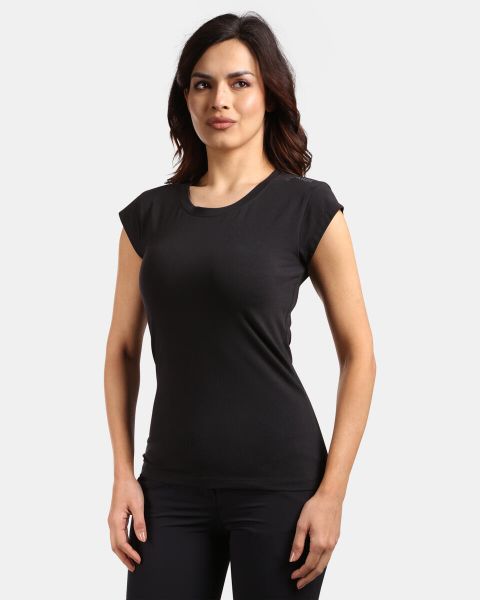 Damska bawełniana koszulka Kilpi PROMO-W. Czarne t-shirty damskie Kilpi, bez wzorów, z bawełny, bez kołnierzyka. Za 81.23 zł.