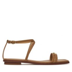 Sandały MICHAEL Michael Kors. Brązowe sandały damskie MICHAEL Michael Kors, bez wzorów, ze lnu, bez obcasa, na płaskiej podeszwie. Za 439.99 zł.