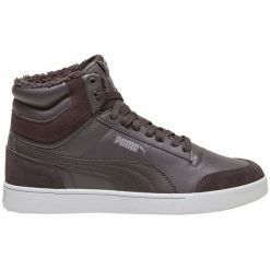 Buty Puma Shuffle Mid Fur Flat 387609 03 brązowe. Brązowe buty sportowe na co dzień męskie z gumy, bez zapięcia. W wyprzedaży za 383.78 zł.