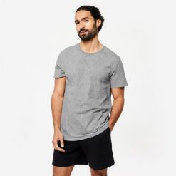 Koszulka fitness męska Domyos 100 Sportee. Białe t-shirty sportowe męskie DOMYOS, m, z bawełny, bez ramiączek, na fitness i siłownię. Za 19.99 zł.