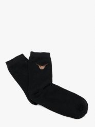 Świąteczne skarpety unisex. Czarne skarpetki damskie Ryłko, bez wzorów, z bawełny. W wyprzedaży za 14.99 zł.