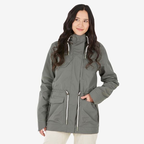 Parka turystyczna damska Quechua NH500 wodoodporna. Brązowe parki damskie QUECHUA, m, bez wzorów, z materiału. Za 229.99 zł.
