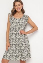 Szara Rozkloszowana Sukienka Bawełniana bez Rękawów w Wzór Paisley Tullio. Szare sukienki damskie Born2be, na co dzień, l, bez wzorów, z bawełny, eleganckie, bez kołnierzyka, bez ramiączek, midi, rozkloszowane. W wyprzedaży za 39.99 zł.