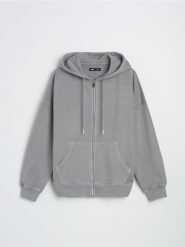 Bluza z kapturem zapinana na zamek - szary. Szare bluzy z kapturem damskie Sinsay, l. W wyprzedaży za 22.99 zł.
